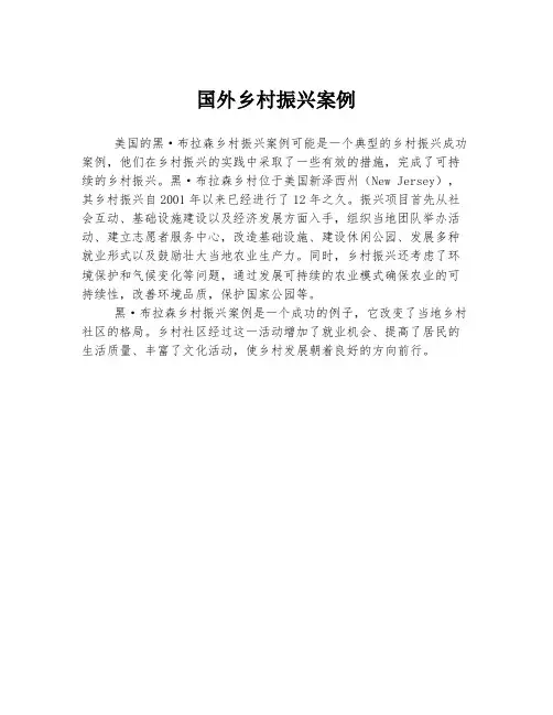国外乡村振兴案例