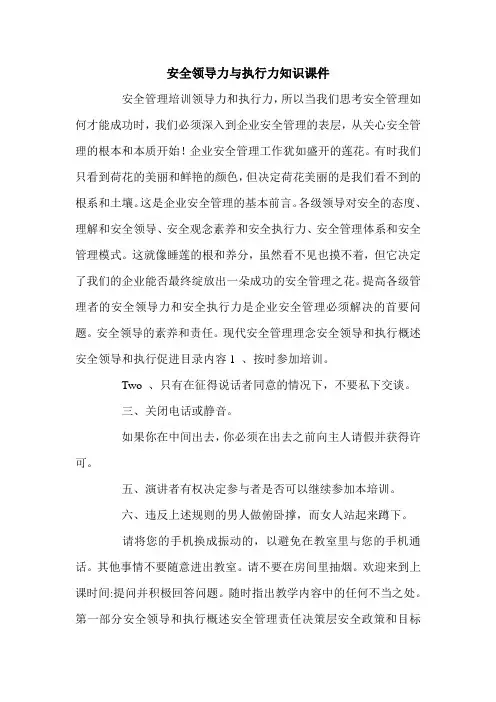 安全领导力与执行力知识课件.doc