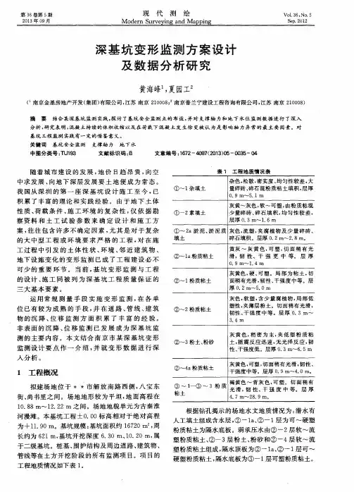 深基坑变形监测方案设计及数据分析研究
