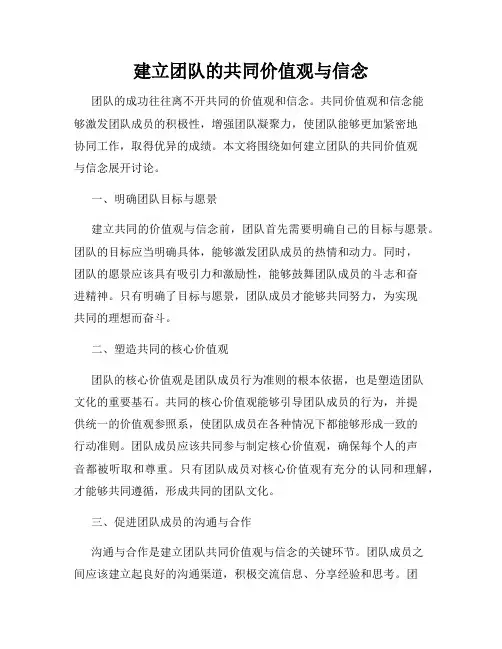 建立团队的共同价值观与信念