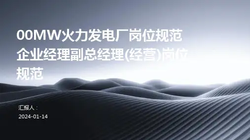 00MW火力发电厂岗位规范企业经理副总经理(经营)岗位规范