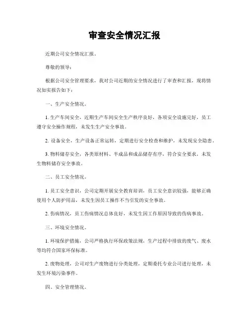 审查安全情况汇报