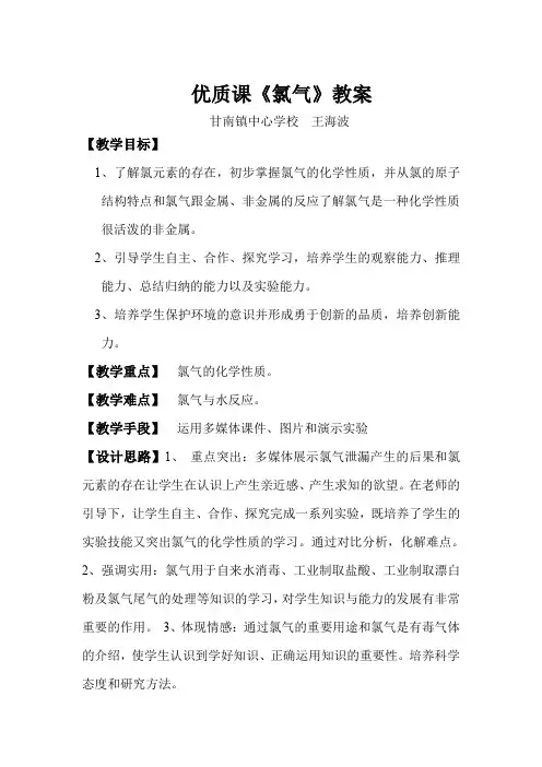 乙酸;氯气教案 (1)