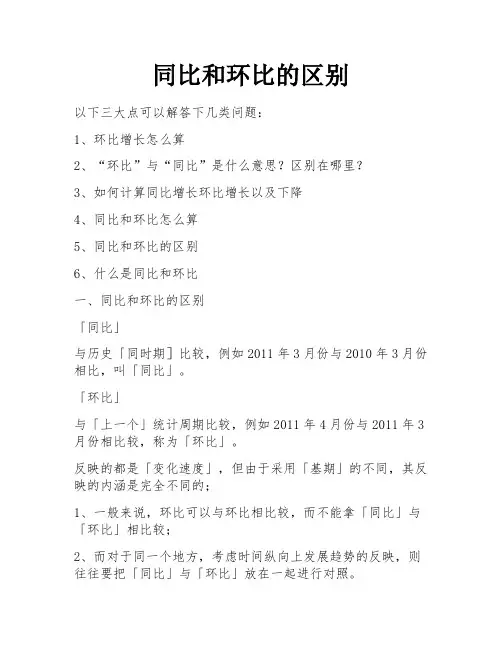 同比和环比的区别
