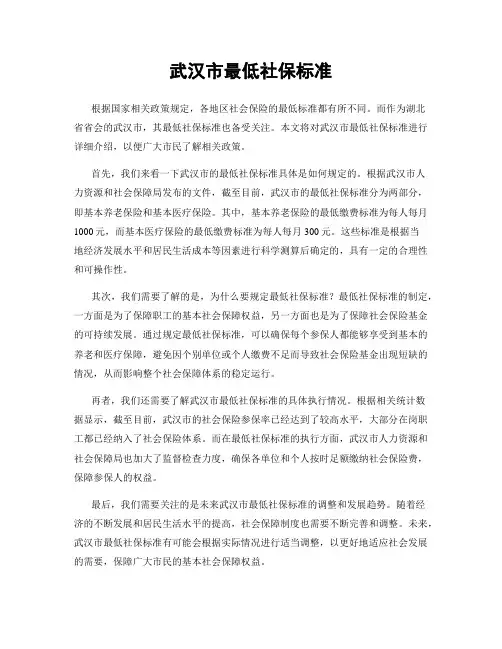 武汉市最低社保标准