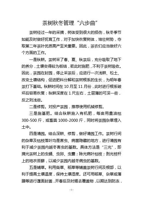 茶树秋冬管理“六步曲”