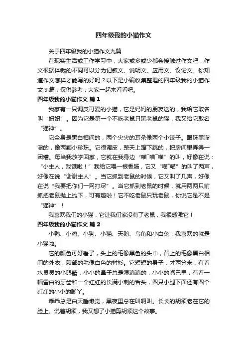 关于四年级我的小猫作文九篇