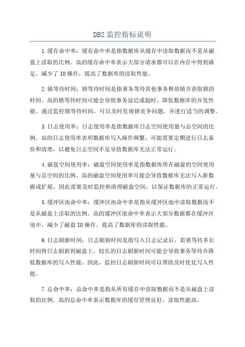 DB2监控指标说明