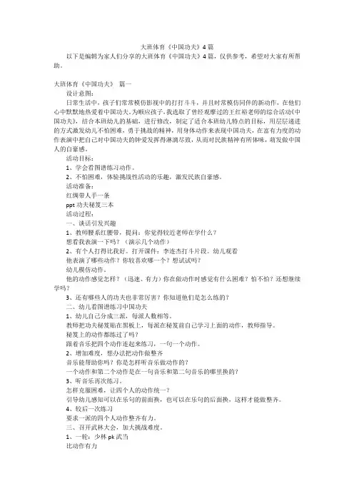 大班体育《中国功夫》4篇