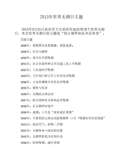 2015年世界无烟日主题