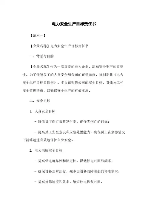 电力安全生产目标责任书