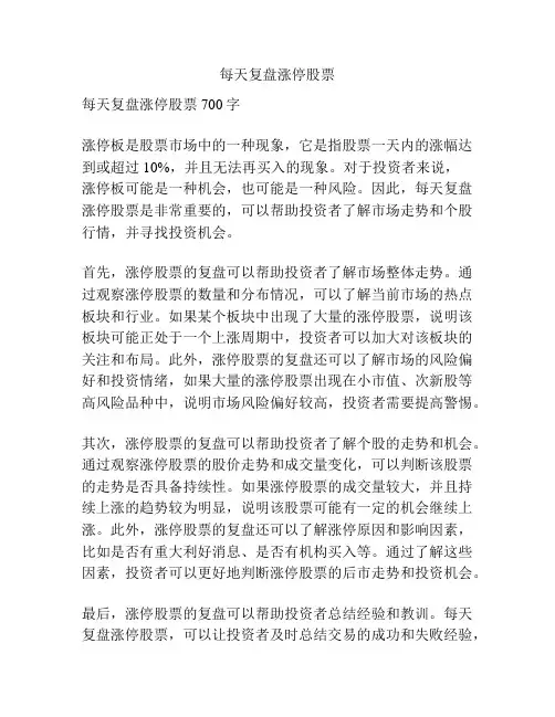 每天复盘涨停股票
