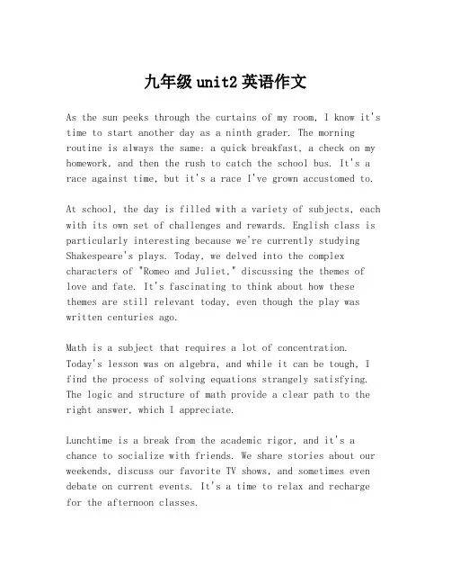 九年级unit2英语作文