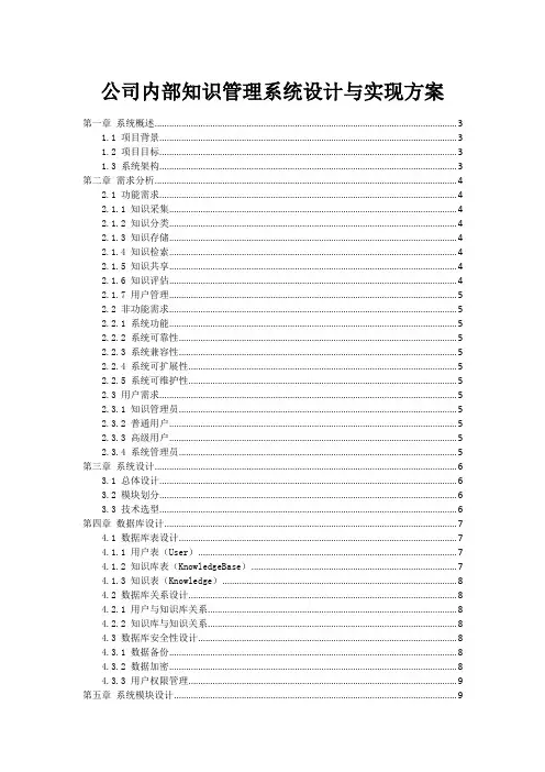 公司内部知识管理系统设计与实现方案