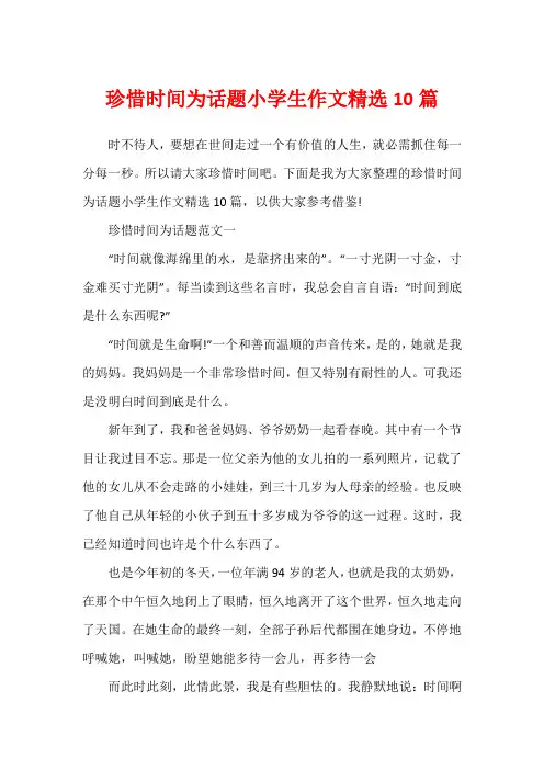 珍惜时间为话题小学生作文精选10篇