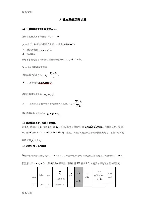 (整理)独立基础沉降量计算