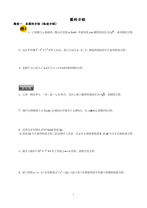 必修二  圆的方程(例+练)2019年
