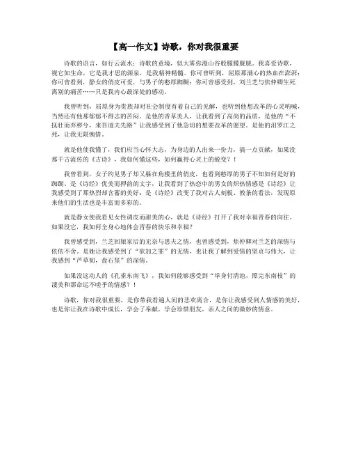 【高一作文】诗歌,你对我很重要