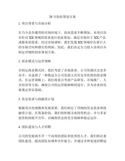 20万创业策划方案