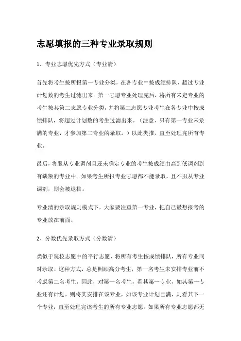 高考志愿填报专业录取规则