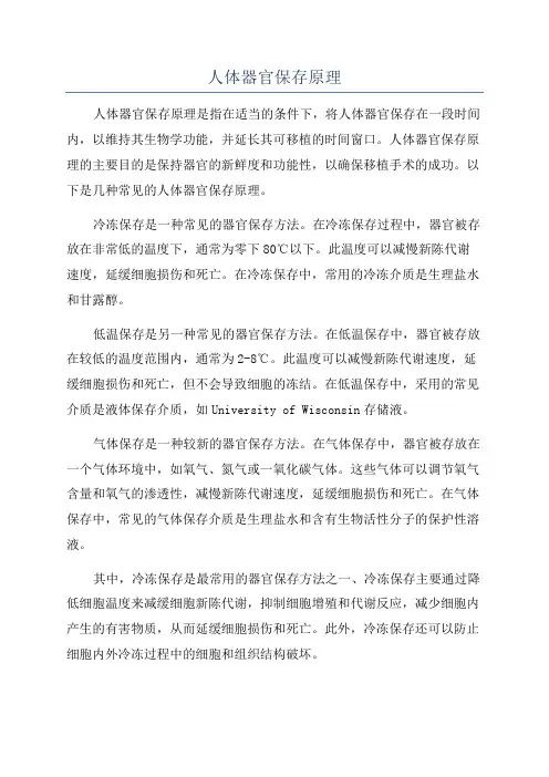 人体器官保存原理