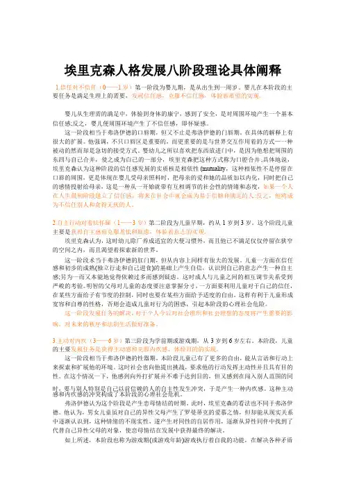 埃里克森人格发展八阶段理论具体阐释