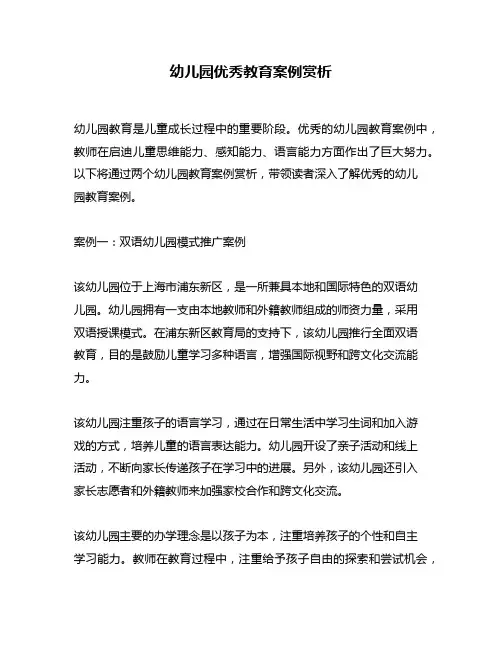 幼儿园优秀教育案例赏析