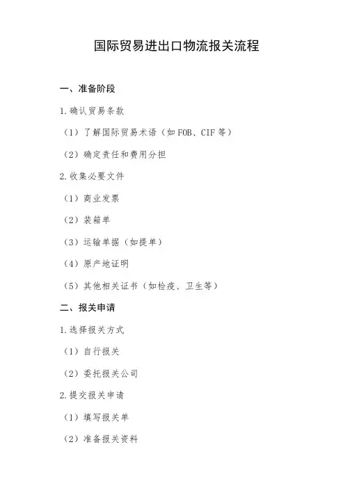 国际贸易进出口物流报关流程