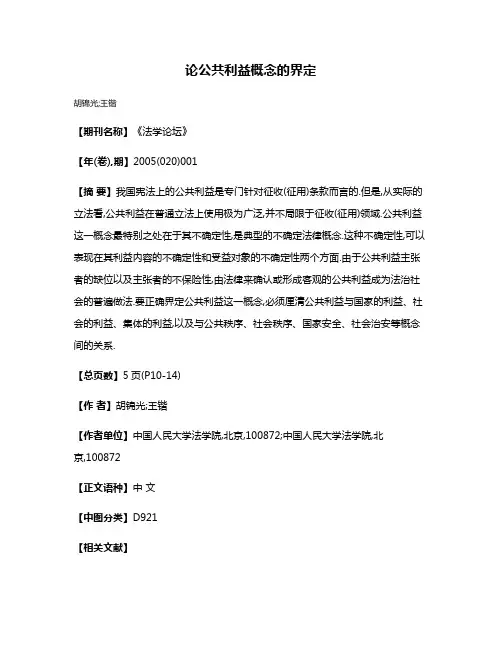 论公共利益概念的界定