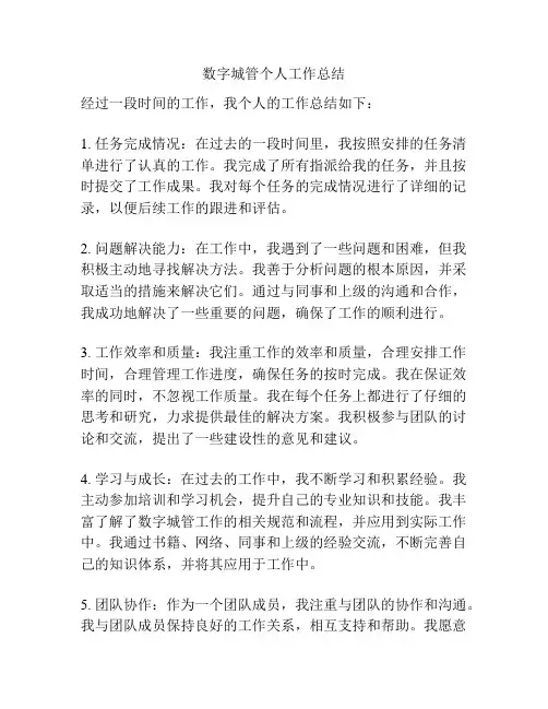 数字城管个人工作总结