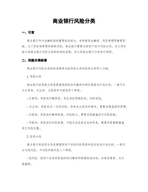 商业银行风险分类