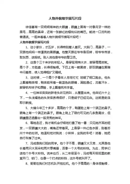 人物外貌细节描写片段