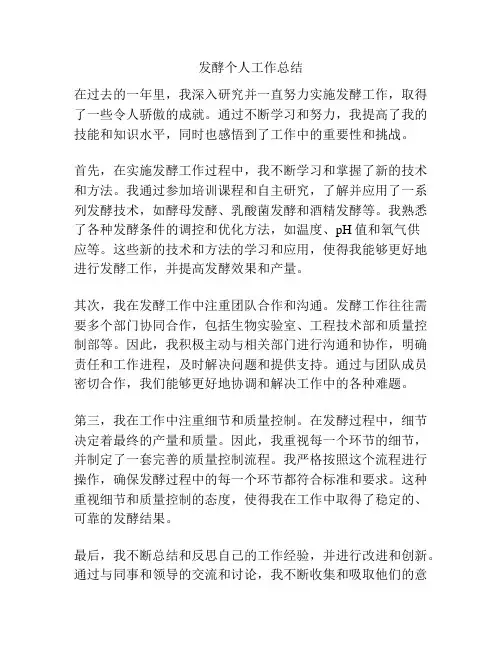 发酵个人工作总结