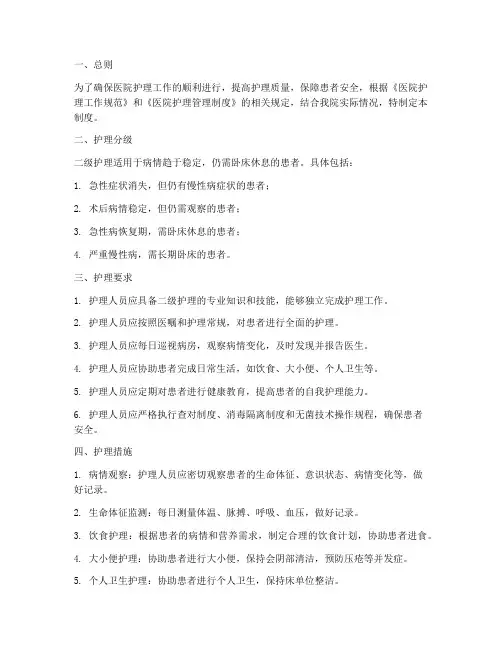 医院二级护理管理制度