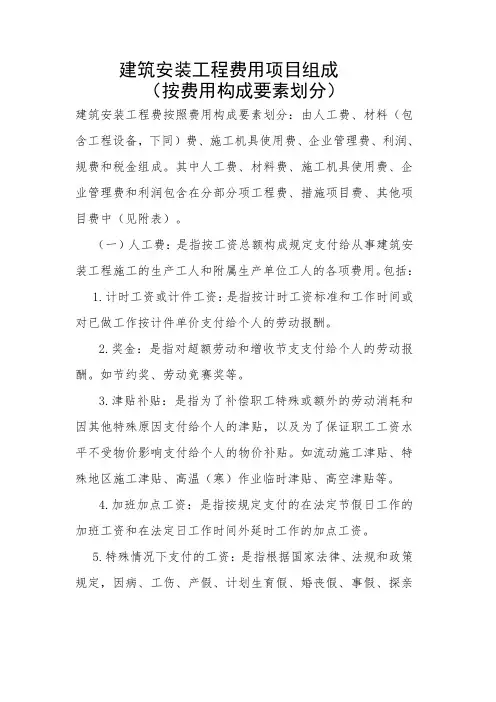 建安工程费费用项目组成