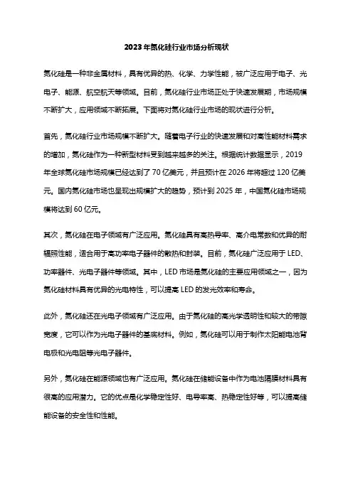 2023年氮化硅行业市场分析现状
