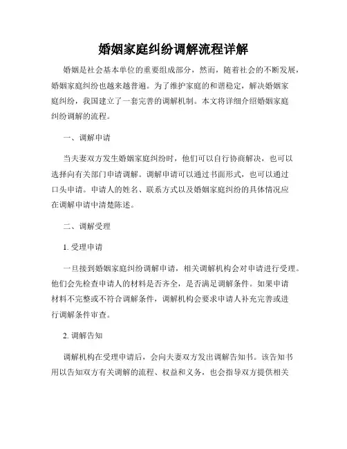 婚姻家庭纠纷调解流程详解