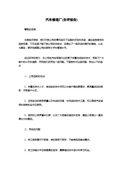 汽车修理厂(自评报告)