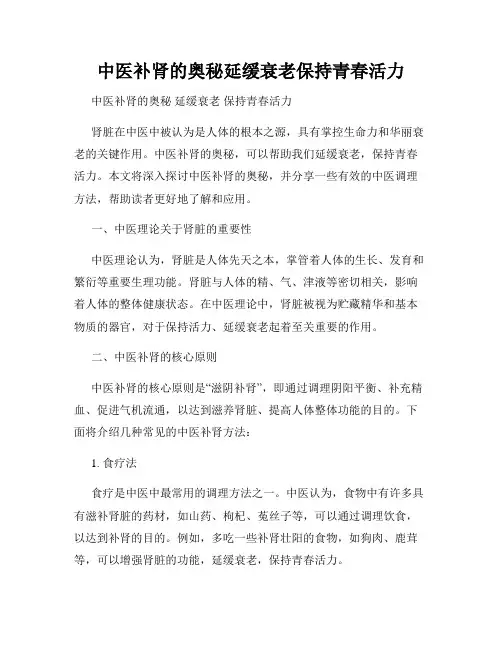 中医补肾的奥秘延缓衰老保持青春活力