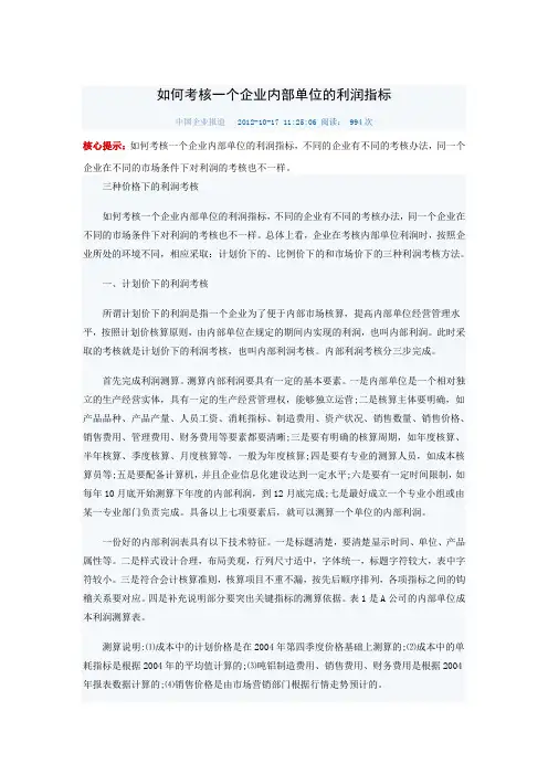 企业利润考核