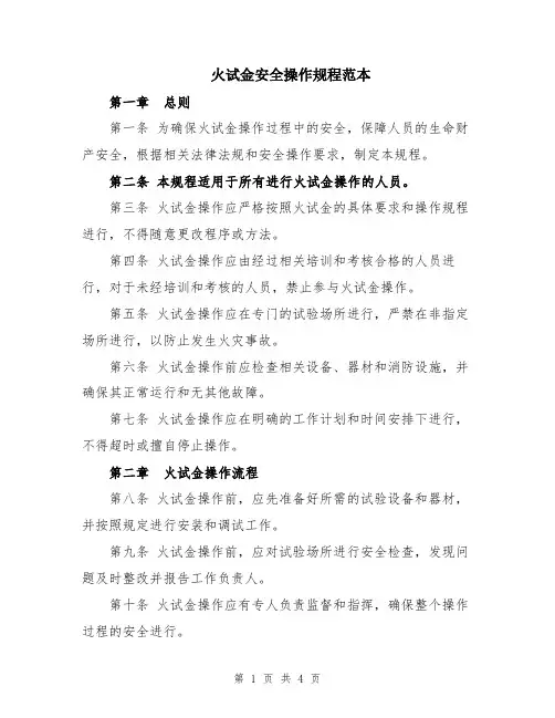 火试金安全操作规程范本
