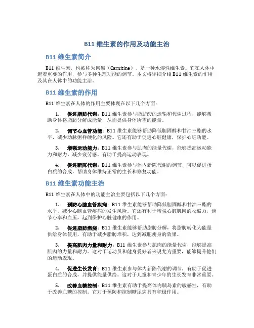 b11维生素的作用及功能主治