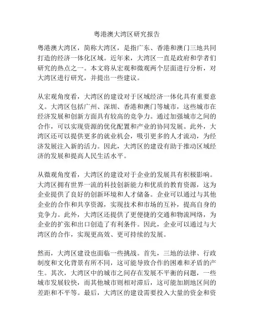 粤港澳大湾区研究报告