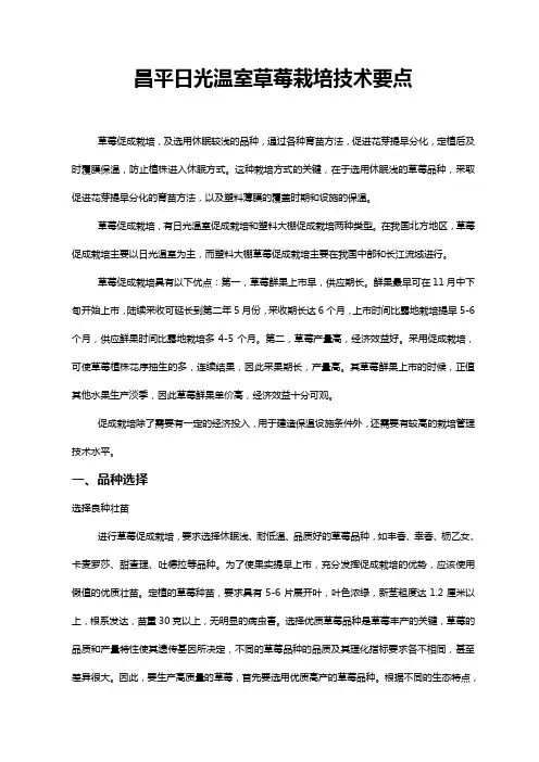 昌平日光温室草莓栽培技术要点