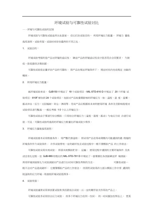 环境试验与可靠性试验对比