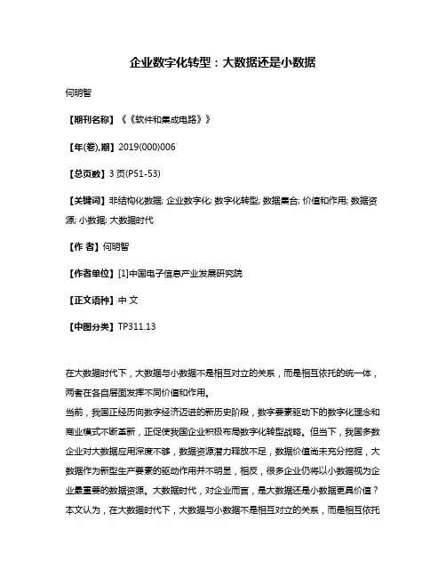 企业数字化转型:大数据还是小数据