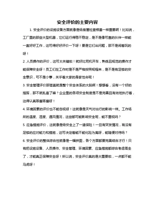 安全评价的主要内容
