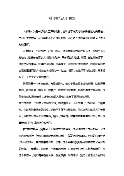 观《牧马人》有感