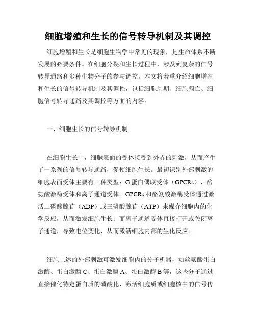 细胞增殖和生长的信号转导机制及其调控