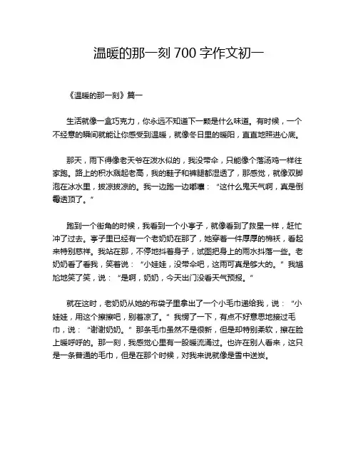 温暖的那一刻700字作文初一